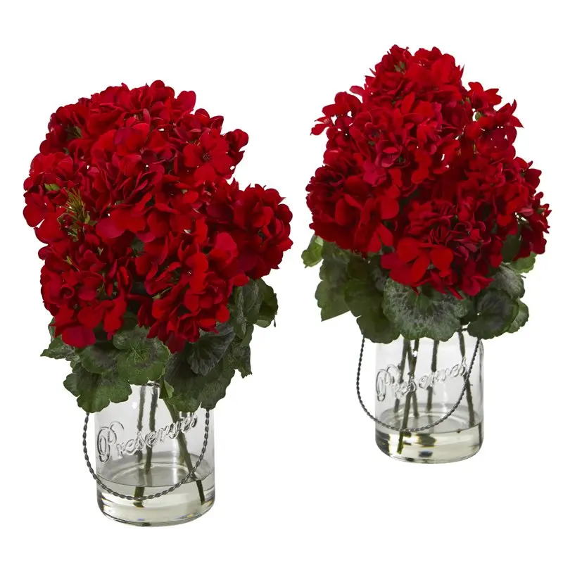 

Red Geranium Artificial Flower Arrangement (Set of 2)