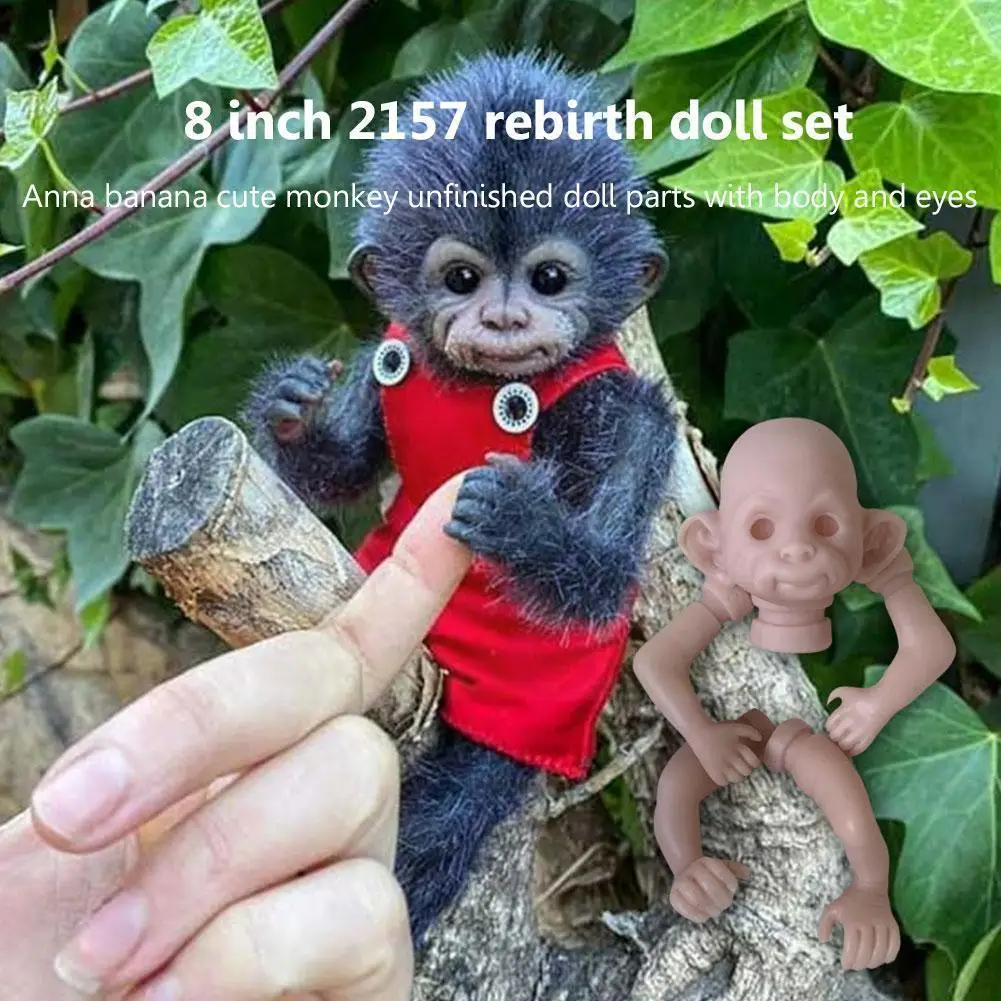 

8 Inch Reborn Kit Banana Cute Unfinished Monkey Eyes Body And Parts With V5n3