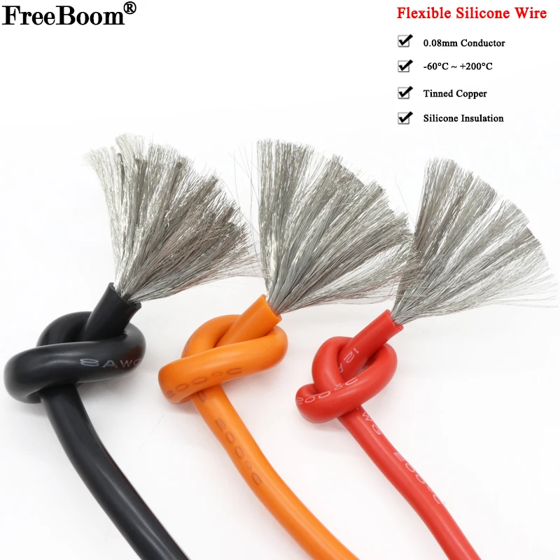 

1 Meter Heat-resistant cable 11 10 8 7 6 4 3 2 AWG Ultra Soft Silicone Wire High Temperature Flexible Copper Line