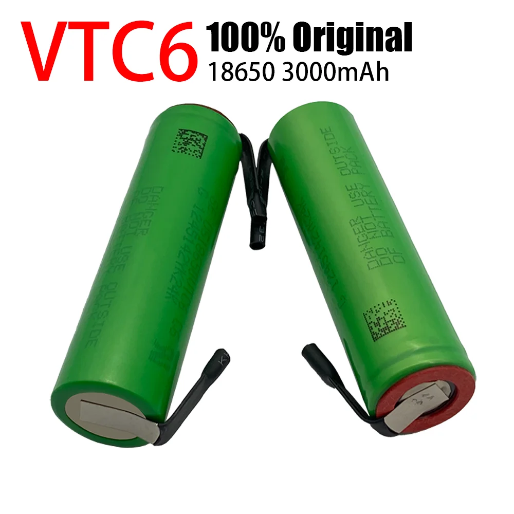 

C6 3.7V 3000mAh 18650 Li-ion Rechargeable Battery 18650 VTC6 batteries + DIY Nickel Sheets