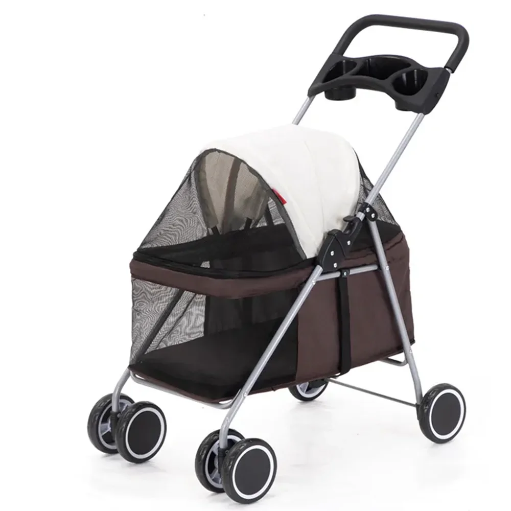 

Pet Stroller 4 Wheels Pet Outing Walker Folding Travel Carrier Portable Cat Carrier Dog Carrier Paralyzed Elderly Dog Stroller