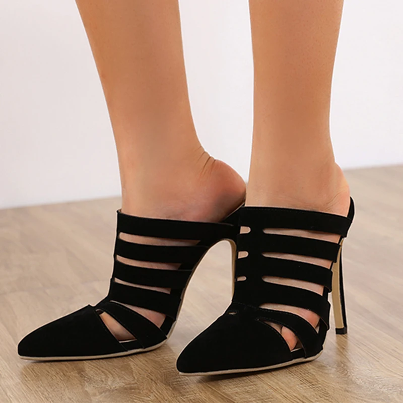 

Fashion Women Sandals Thin High Heels Big Size Female Pumps 2022 New Ladies Summer Pointed Toe Sexy Black Party Heeled Shoes