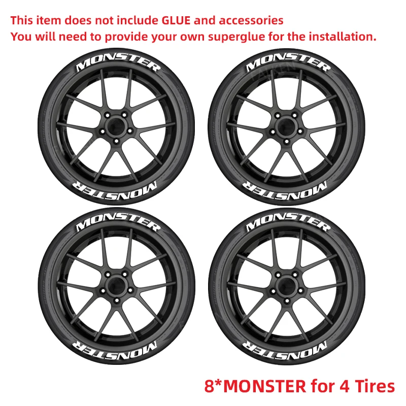 

MONSTER 3D буквы наклейки на шины (без клея в комплекте) 3D-эффект устойчивые к атмосферным воздействиям лег