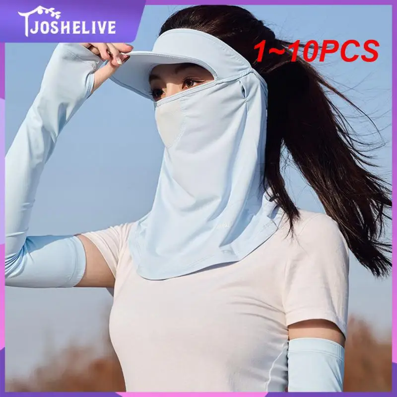 

1~10PCS Sunscreen Mask Female Visor UV Protection Eye Protection Angle Cover Full Face Nylon Ice Silk Summer Thin Breathable