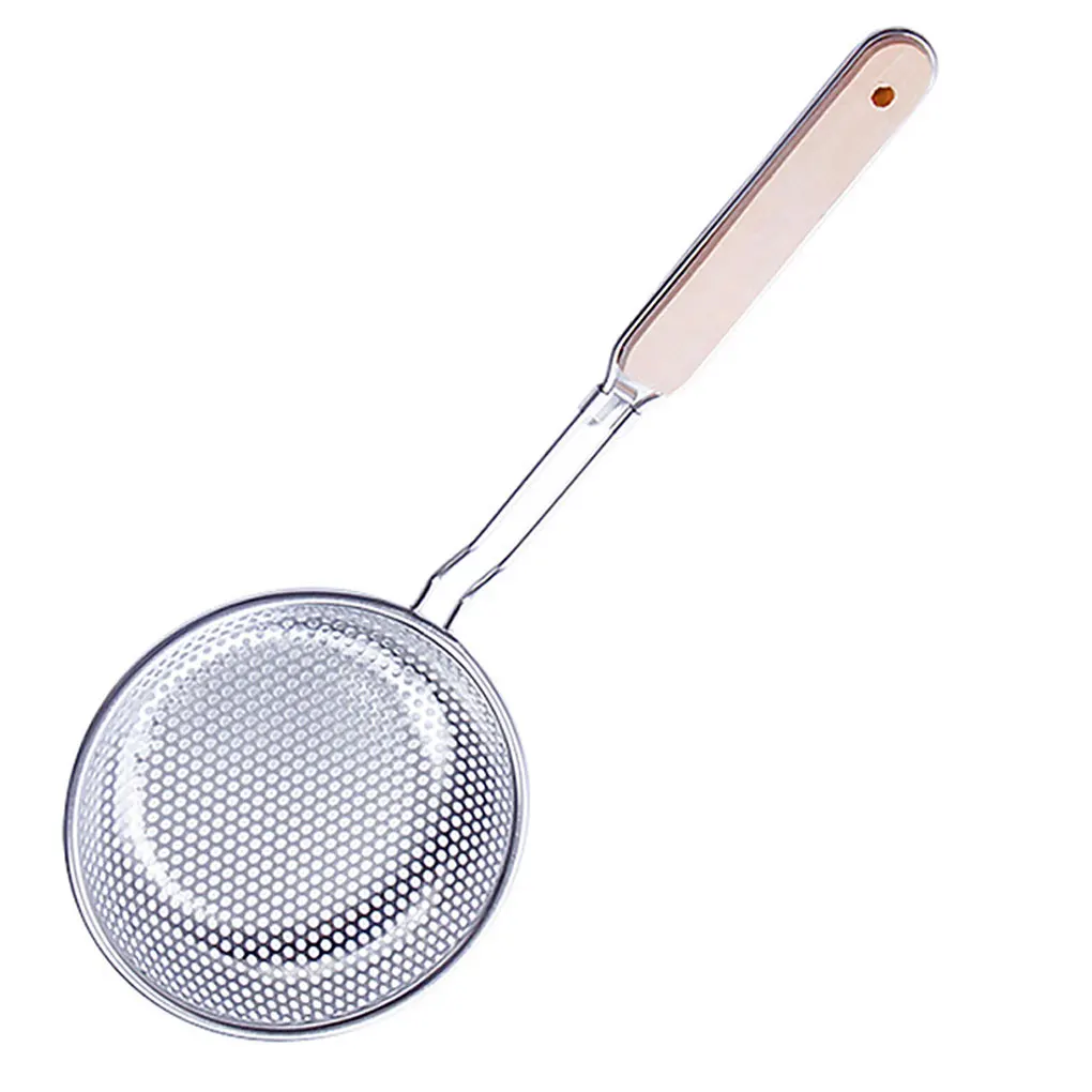 

1pc Kitchen Stainless Steel Soup Spoon Ladle Anti-Scald Skimmer Strainer Fry Food Mesh Portable Filter Home Kitchen Tool