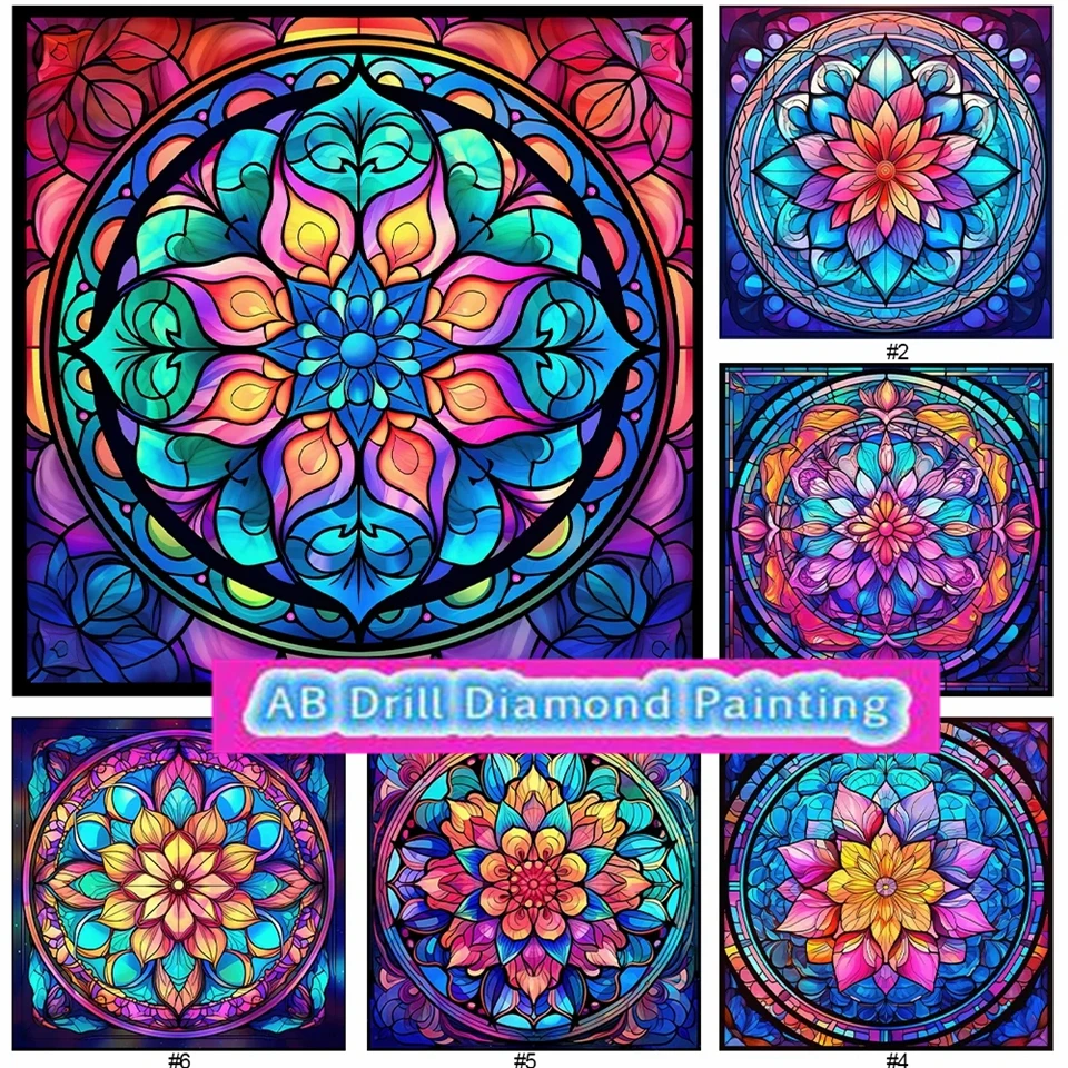 

Mandala Glass AB Drill Diamond Art Painting New Embroidery Kits Fantasy Flower Picture 5d Mosaic Cross Stitch Home Decor Gift