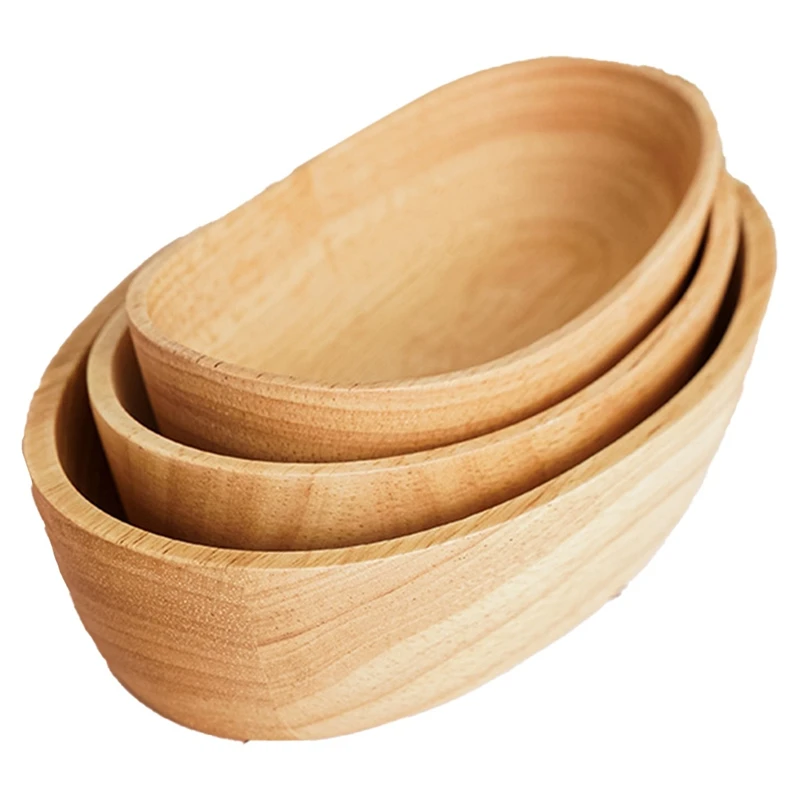 

New Oak Boat Wooden Tray Solid Oval Dish Fruit Dessert Disk Plate Tea Food Dish Drink Platter Food Plate Snack Tray