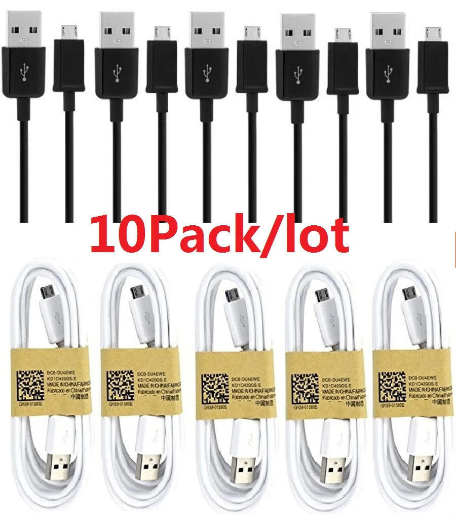 

10PCS/lot 3Ft White Black Micro 5pin V8 Usb Cable Cord line For Samsung S4 S5 S6 S7 Edge J2 J3 J5 J7 htc lg android phone