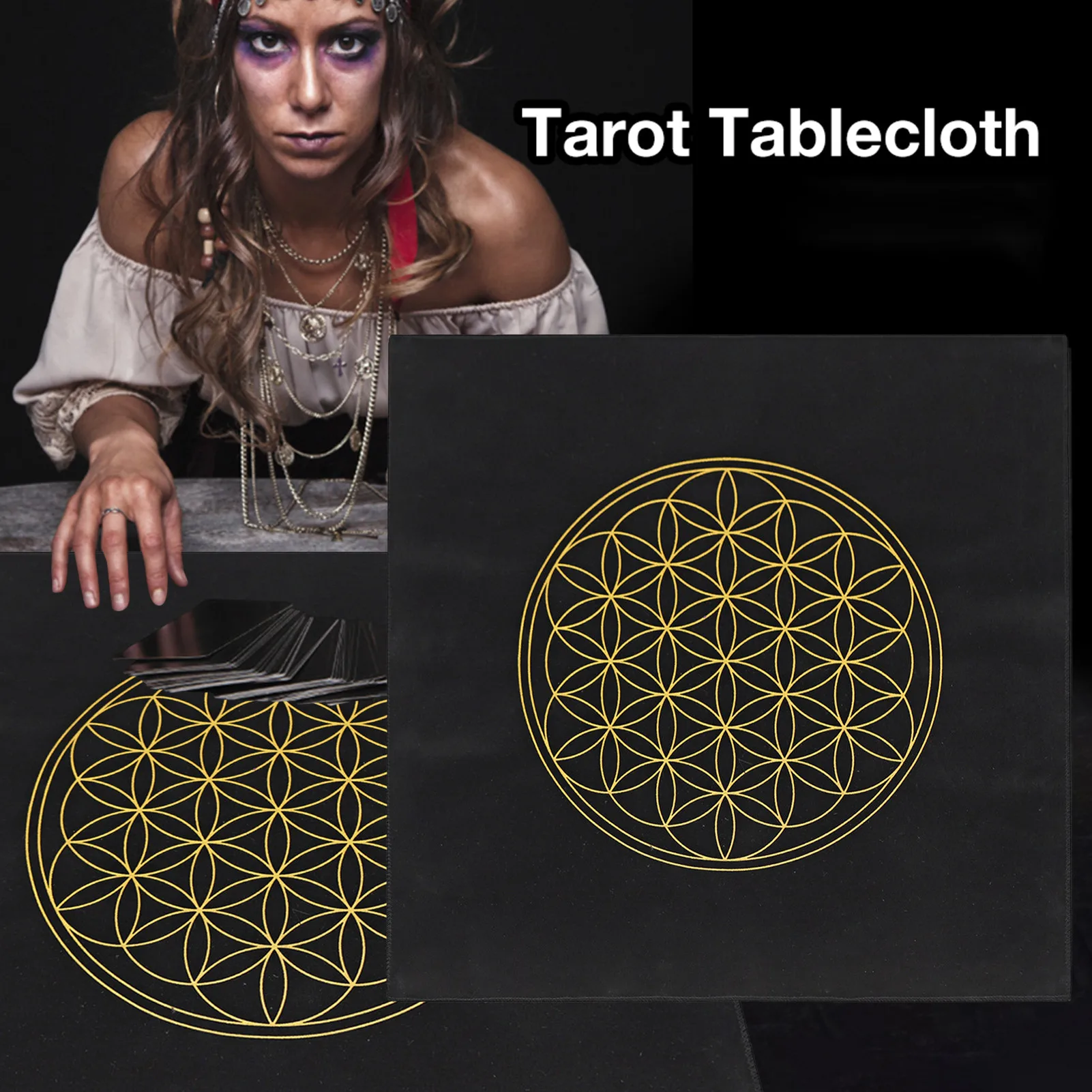 

Скатерть для карт Таро, цветок жизни, гадания, алтальная ткань, настольная игра, коврик для карт с сумкой для карт Таро