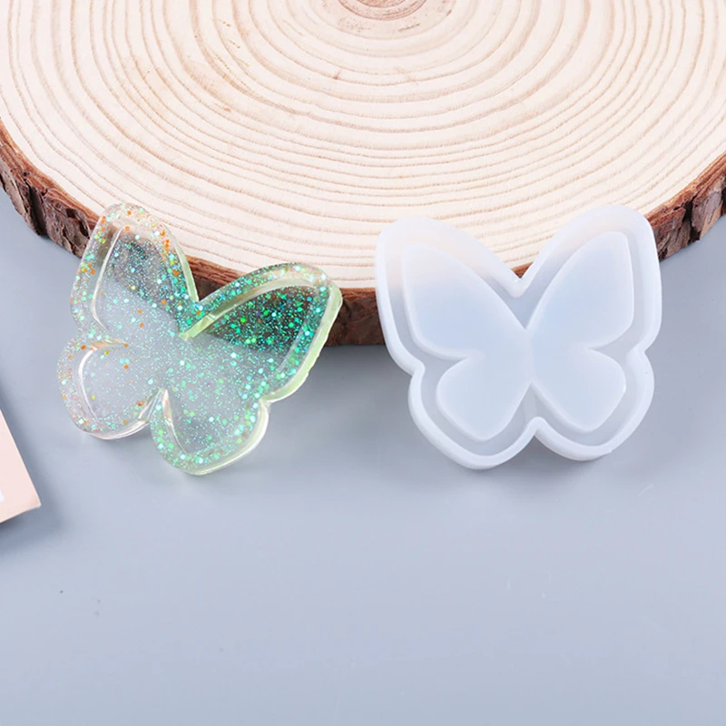 Bear Quicksand Silicone Mold Transparent Paw Epoxy Resin Mold Shaker DIY Butterfly Keychain Pendant UV Resin Mold Jewelry Making