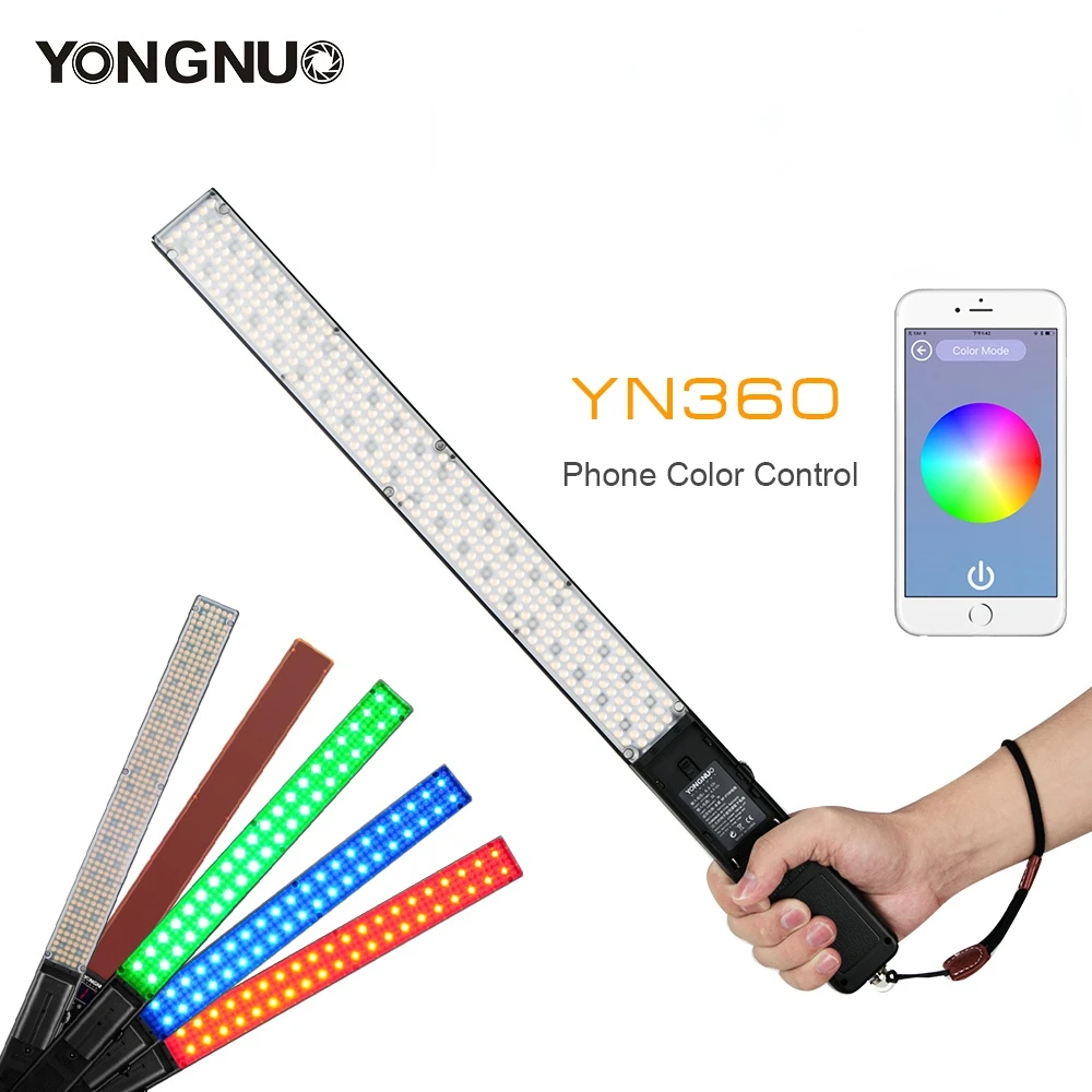 

Ручной Светильник Yongnuo YN360, светодиодный светильник для видеосъемки с регулируемой цветовой температурой от 3200 к до 5500 к, Цветной RGB, светоди...