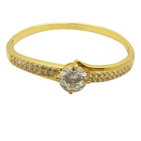 shiny women bangle solid 18k yellow gold filled tiny crystal inlaid wedding party lady bracelet elegant jewelry gift dia 55mm