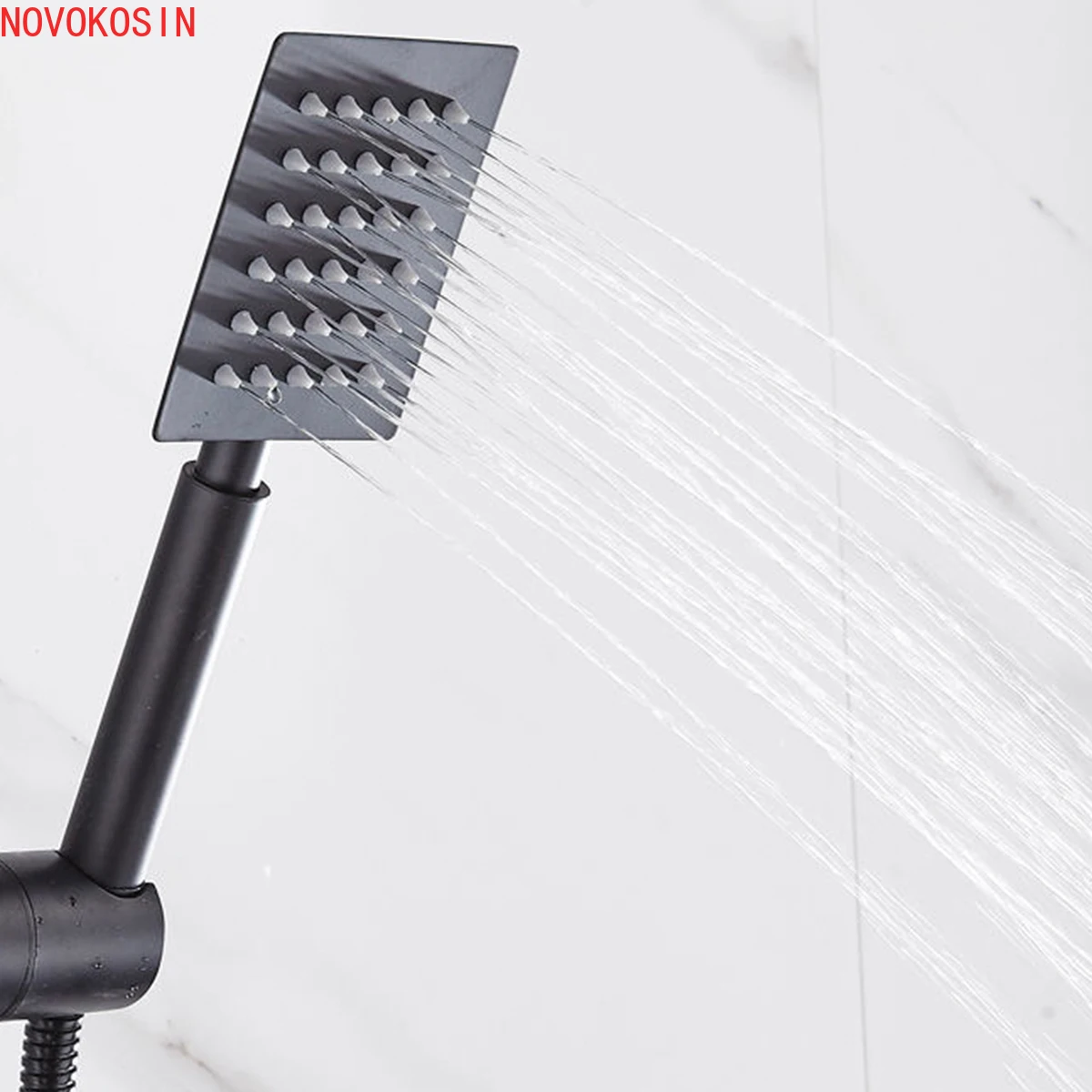 

Free Shipping Pressurized Water Saving Shower Head Stainless Steel With Black Bathroom Hand Shower Water Booster Showerhead