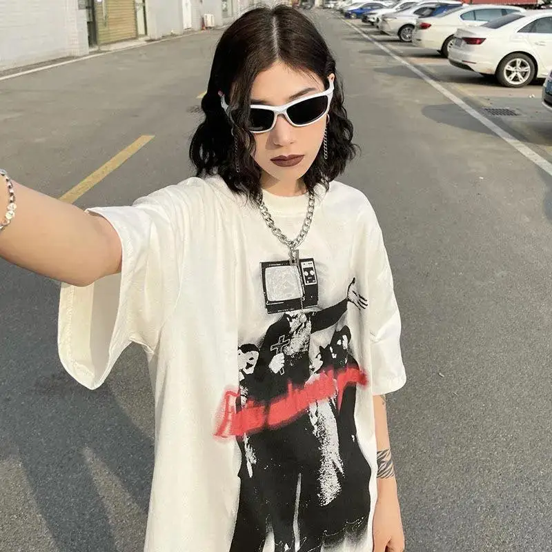 Летние женские футболки большого размера с коротким рукавом женская одежда