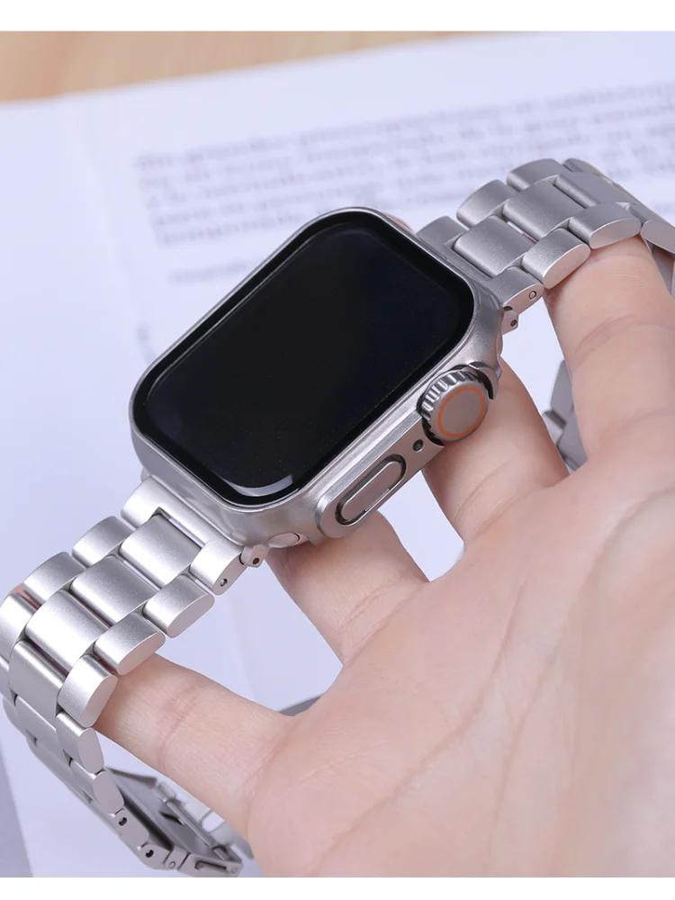 PC+Glass Case For Apple Watch Series 8 7 45mm Screen Protector Appearance Change to Ultra Frame Cover for iWatch 8 6 5 4 se 44mm