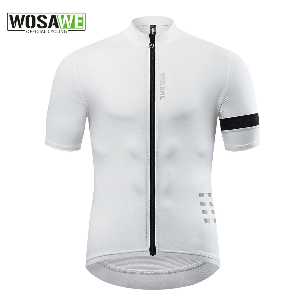 

WOSAWE Men Cycling Jersey White MTB Bike Shirts Bicycle Clothing Short Sleeve Reflective Summer Maillot Shirts Downhill Jersey