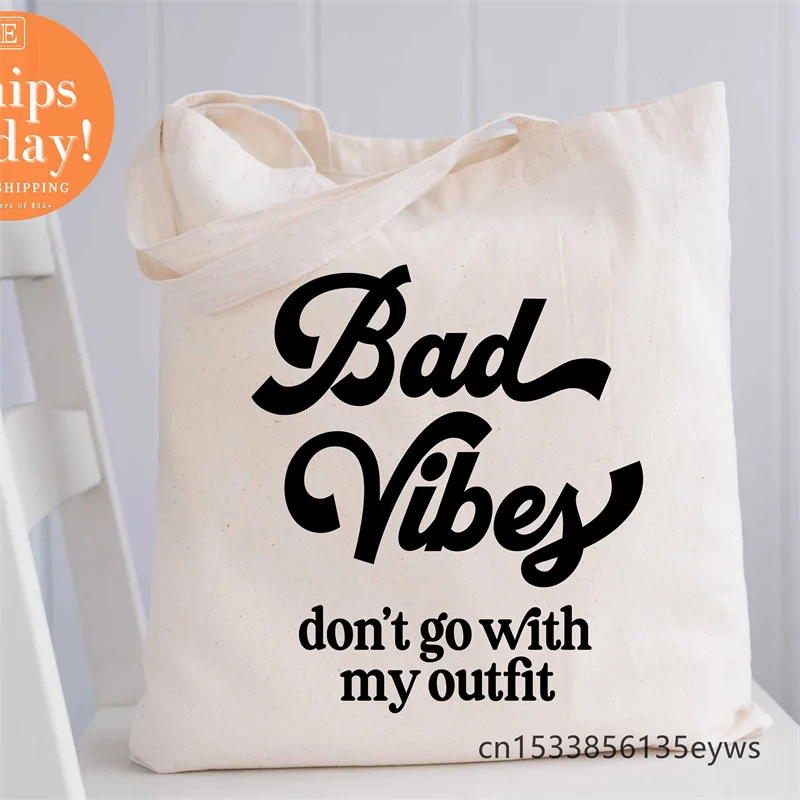 

Плохой вибрас Дон, не идти с моим нарядом, брезентовые хипстерские сумки-тоуты для покупок с рисунком из мультфильма, женская сумка-шоппер