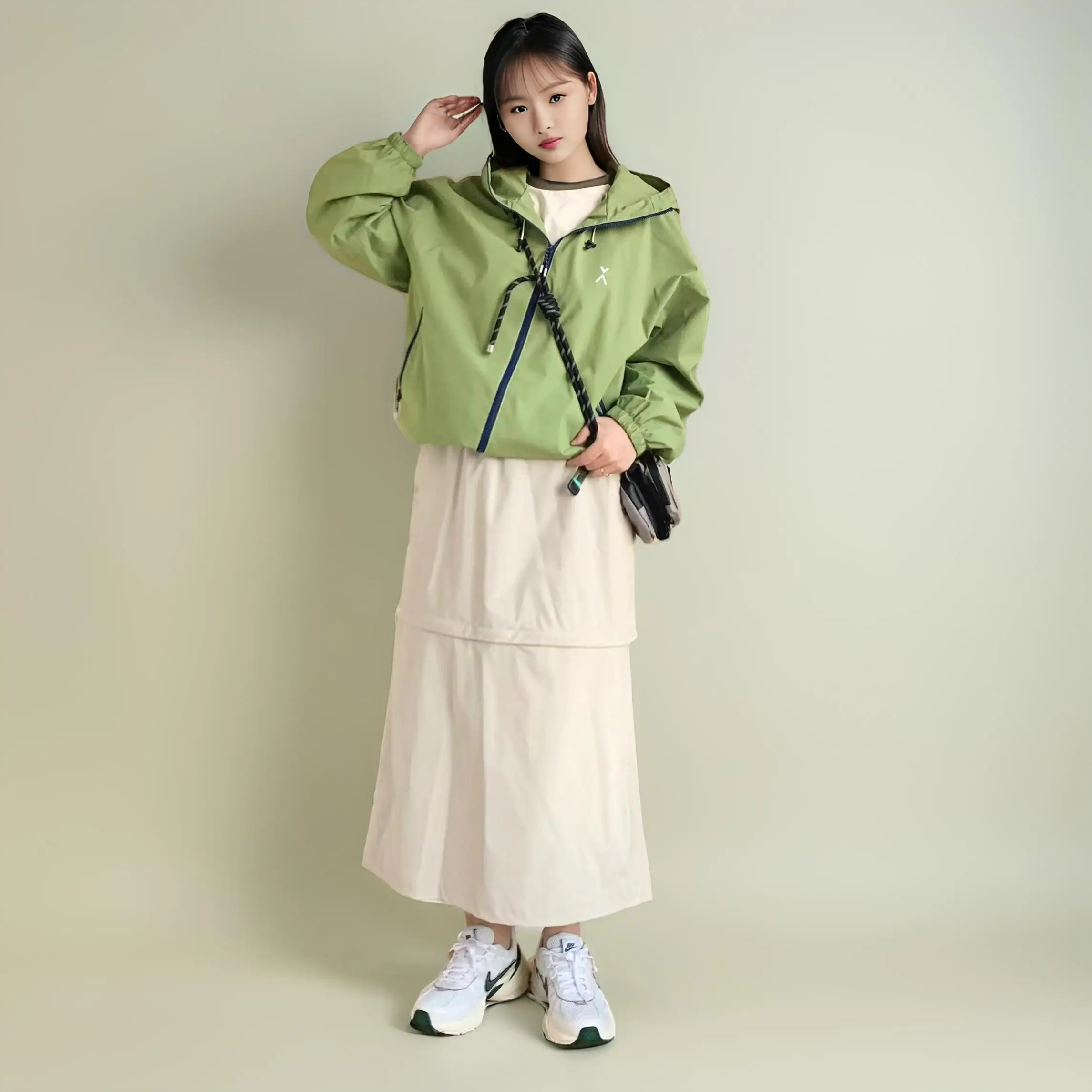 Осенняя уличная куртка Ujkqza Aijia Same Sle с капюшоном водонепроницаемая многоцветная