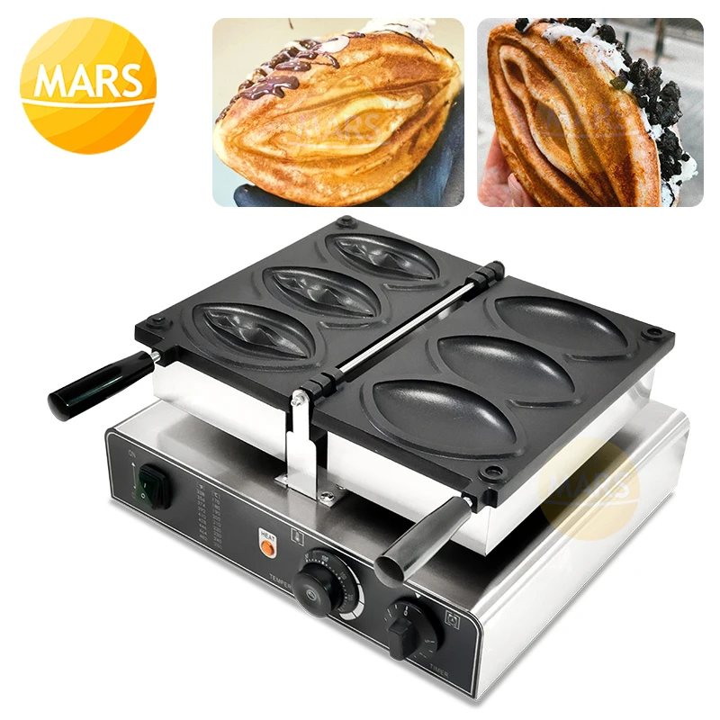 

Электрическая вафельная палочка для вафель для коммерческого использования, машина для приготовления вафель в форме вульвы с мороженым, об...