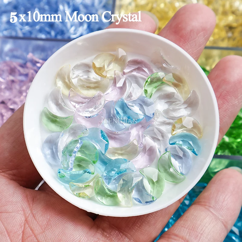 Прозрачное Аврора Луна 5x10mm Искусство ногтей стразы 7цветные наконечники дно