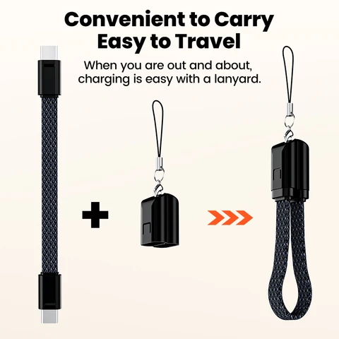 Элегантный кабель типа C — тип C, 60 Вт, кабель PD, кабель типа C — Lightning для iPhone, Samsung, Xiaomi, короткий провод