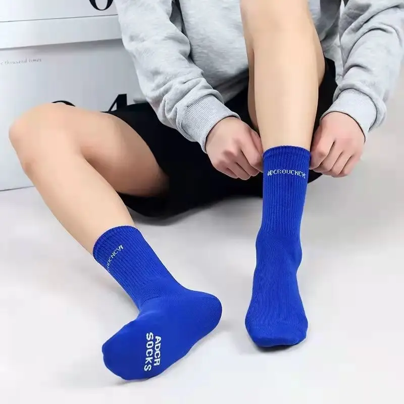 Klein Blue Socks Fashion Letter Smiley Women's Cotton Knee High Socks Women Retro Style Casual  Street Sports Harajuku Socks