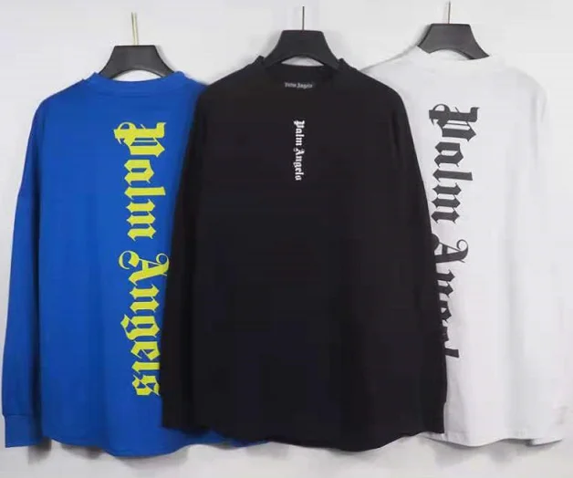 

Palm Angels Футболка с длинным рукавом и логотипом Палм-ангелов 22SS для мужчин и женщин, хлопковая уличная одежда, повседневная, модная, с принтом, ...