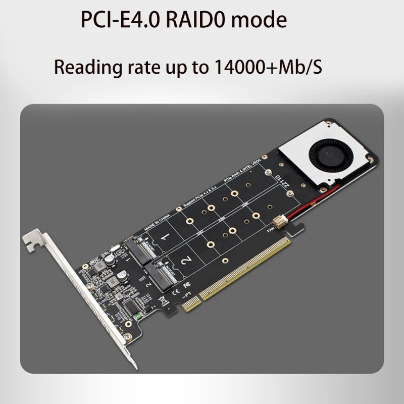 

Double-Sided 4-Disk NVME RAID PCI-E X16 Split Expansion Card Supports M.2 NVME PCIE 4x32Gbps for 2U with 2 Size Baffles K1KF