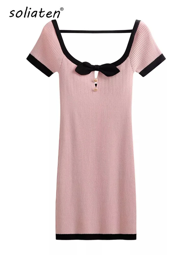 

Кроп-топ Y2k с розовой отделкой, Милая футболка с бантом, женская летняя футболка в стиле ретро с коротким рукавом и заплатками, Корейская Фут...