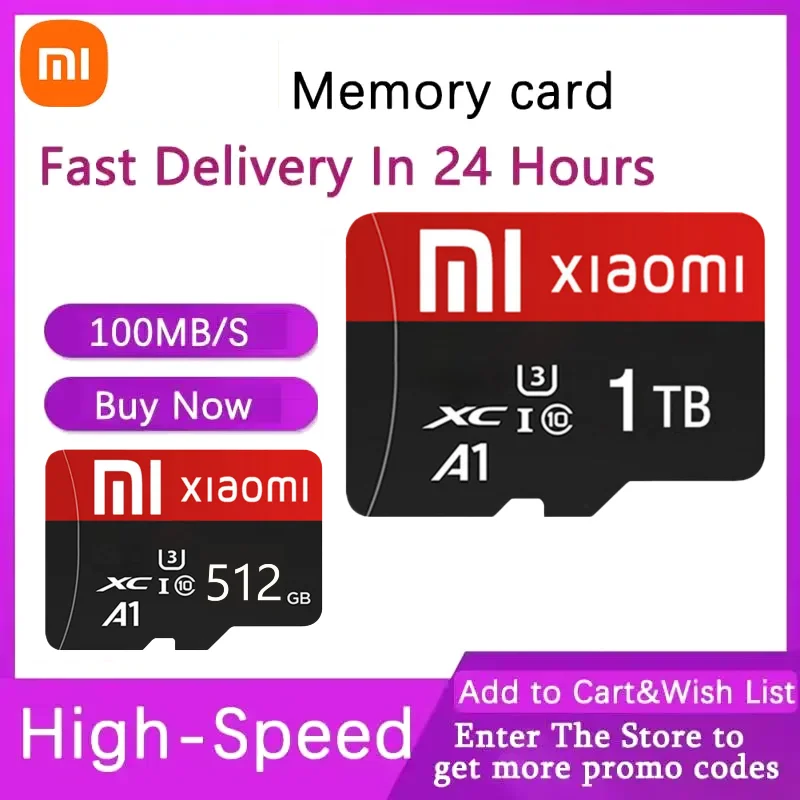 Оригинальная карта памяти Xiaomi 2 ТБ U3 1 512 ГБ Micro TF SD-карта 128