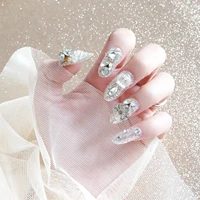 beautiful silver drop bridal nails finished fake nails wearable nails detachable nail patches false nails with glue of girls