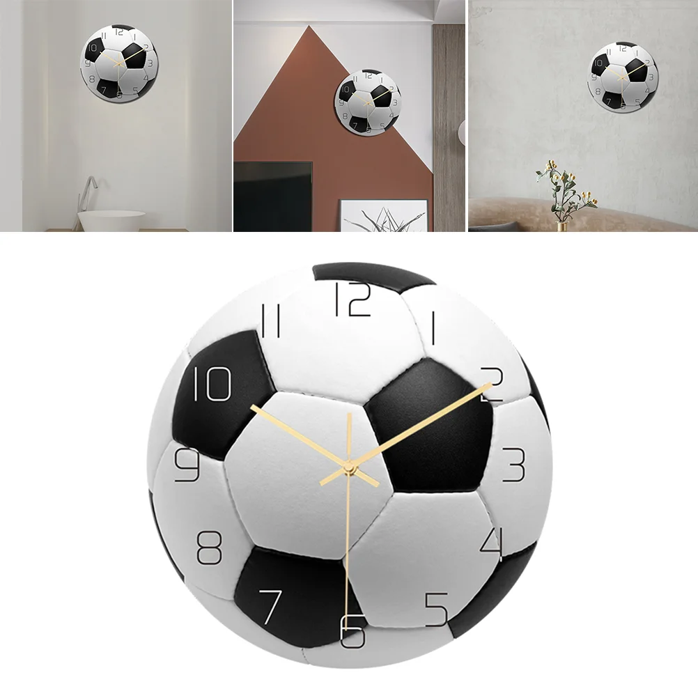 

Wall Soccer Clock Football Wall Clock Sport Soccer Ball Print Round Acrylic Wall Clock Silent Non Ticking Art Painting