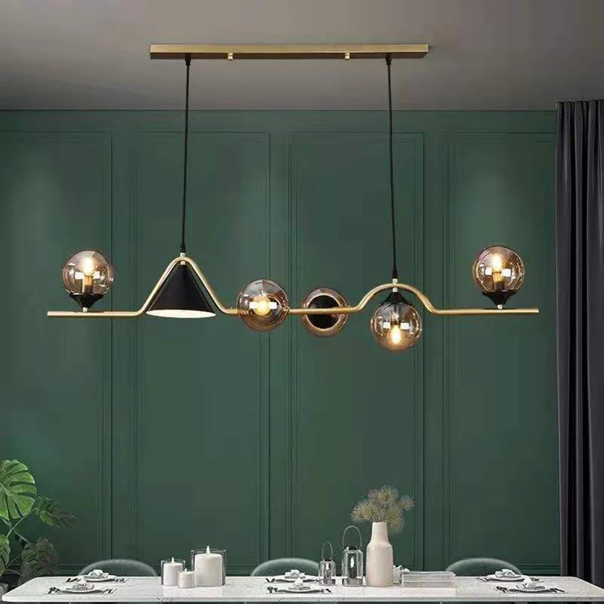 

SANDYHA Nordic Glass Ball Chandelier Gold Home Decorate Pendant Lamp Living Dining Room Kitchen Bar Indoor Hanging Lightings