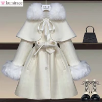 2022 autumn new korean popular warm cloaks windbreakers elegant womens jackets winter cashmere wind coat dresses clothing