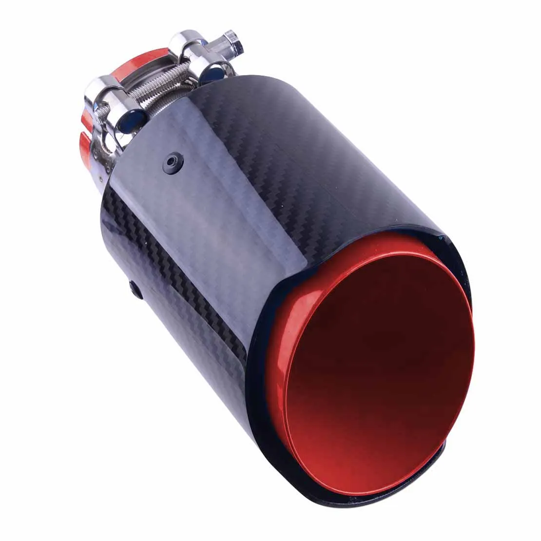 

Car Red & Carbon Fiber Style Exhaust Tip Muffler Pipe 2.5" 63mm Inlet 3.5" 89mm Outlet Universal