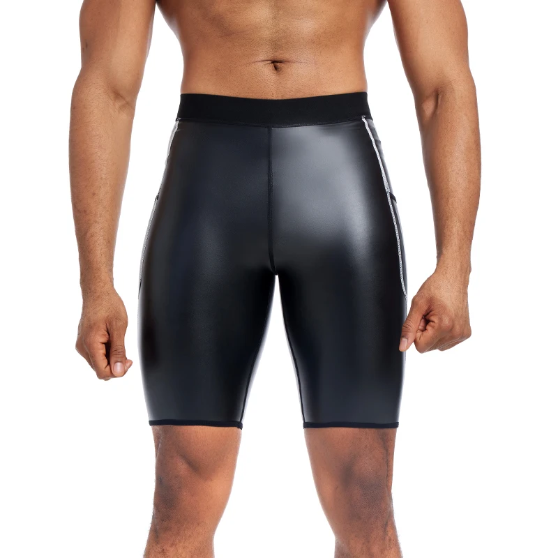 Мужские кожаные шорты мужские Модные однотонные повседневные из искусственной