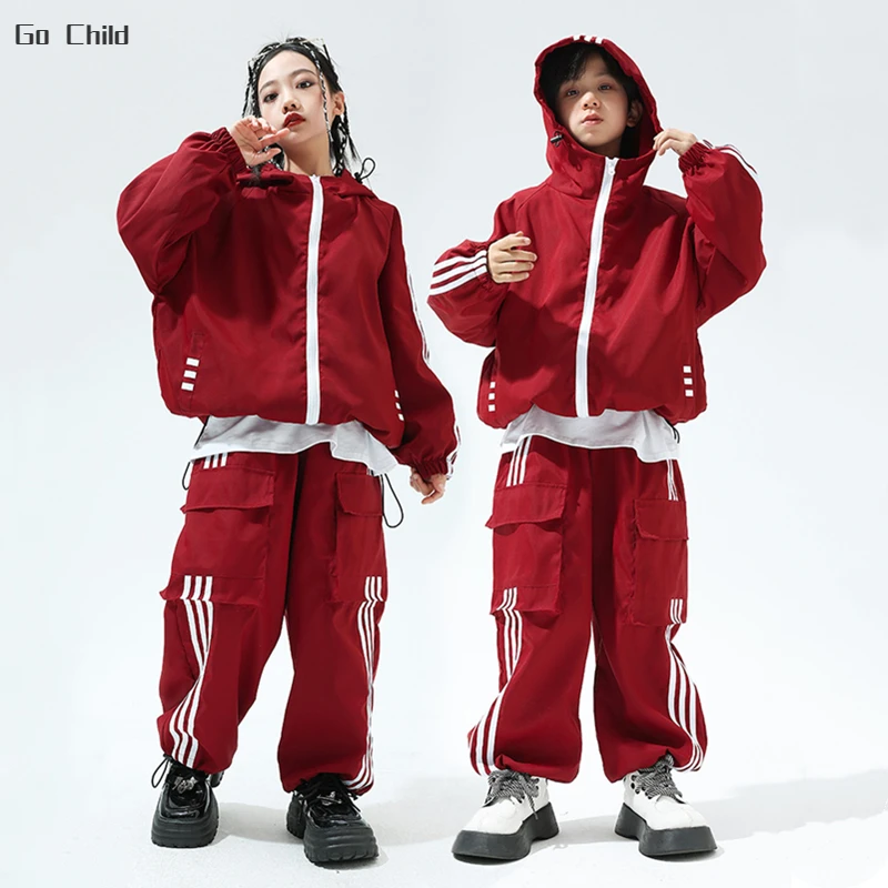 Куртка-бомбер с капюшоном для девочек и мальчиков спортивные брюки-карго Уличная