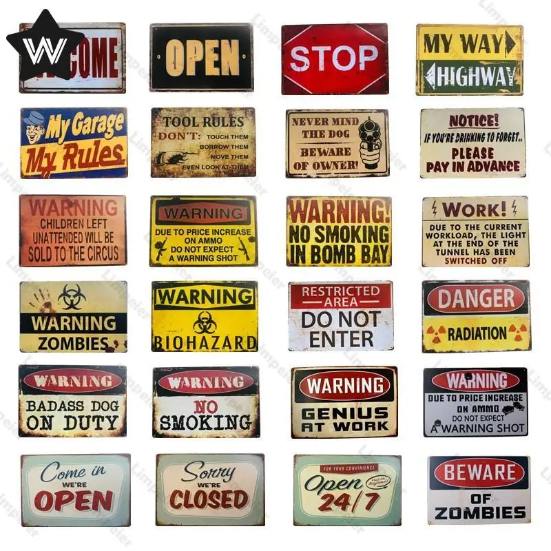 

No Smoking Warning Tin Sign Do Not Enter Metal Poster Tin Plaque Metal Poster Shabby Vintage Wall Sticker for Man Cave Bar Decor