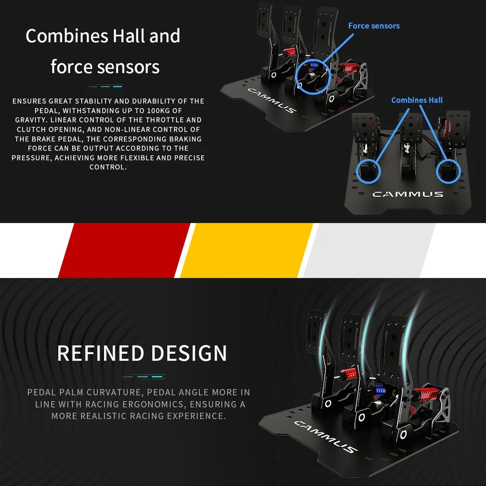 Педали с тензодатчиками CAMMUS LC100 гоночная педаль Sim 3 педали для гоночных игр на ПК