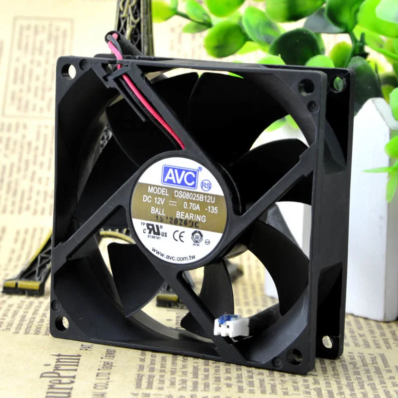 

New Fan AVC DS08025B12U 8CM 8025 12V 0.70A Double Ball 2-wire Cooling Fan 80×80×25MM