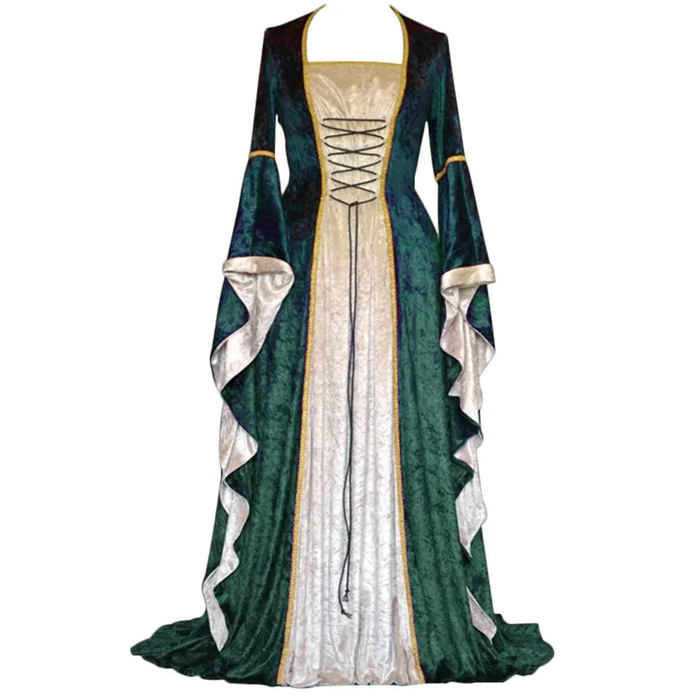 

Женское платье средневековой эпохи Возрождения, регулируемое платье на шнуровке в ретро-стиле, Ирландское длинное платье, костюмы на Хэлло...