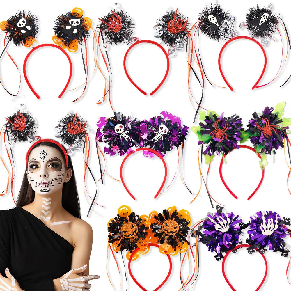 Ободок для волос с кисточкой в виде тыквы и паука