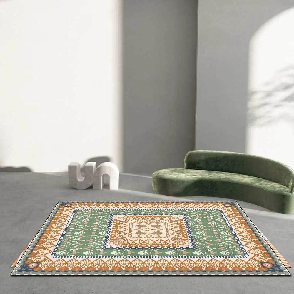 

Retro Line Green Geometric Printing Carpet Bohemian Style Living Room Bedroom Study Room Full Of Multi-Size Non-Slip