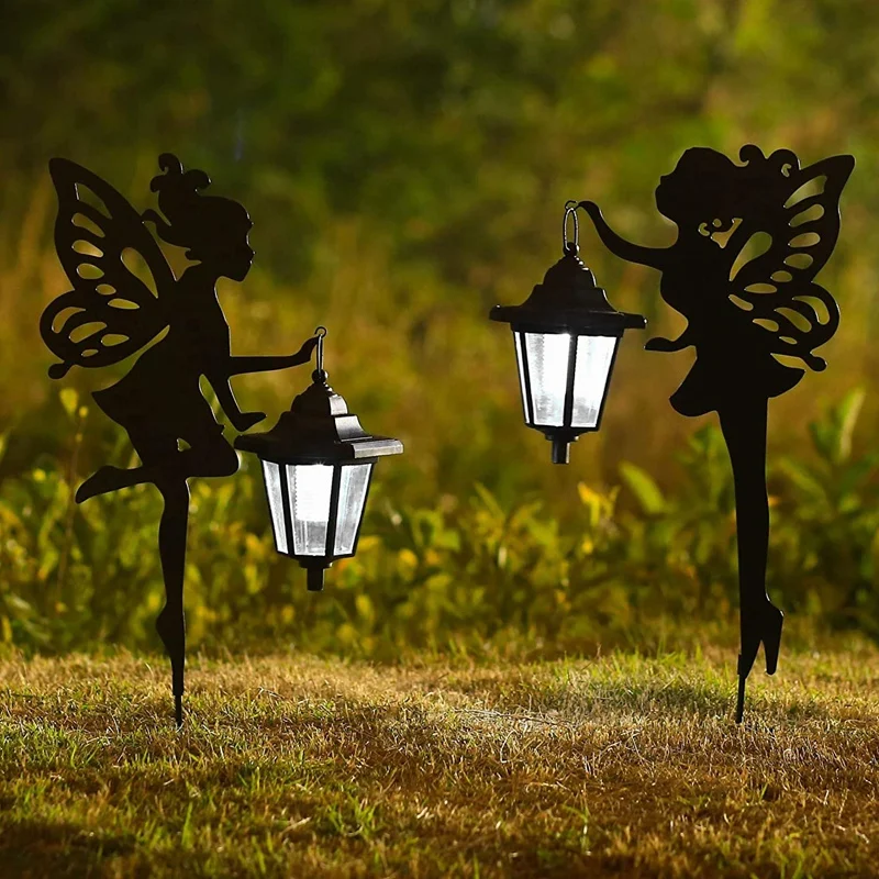 

GTBL Metal Fairy Solar Light Outdoor Decoration Metal Fairy Garden Stake Solar Stake Light For Lawn Patio Or Courtyard 2Pack