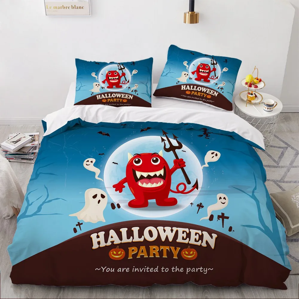 

Luxury 3D Halloween Cover Set Comforter Bedding Set Full King Queen Double Single Size Pillowcase Quilt cover