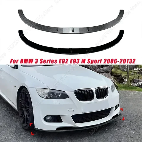 Для BMW 3 серии Coupe E92 E93 M-Tech передний бампер, разветвители, спойлер для губ 2006-2013, диффузор, внешняя тюнинг, 2 шт., глянцевый черный