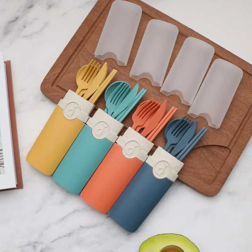 Набор столовых приборов детский отличный экологически чистый набор 4 цвета