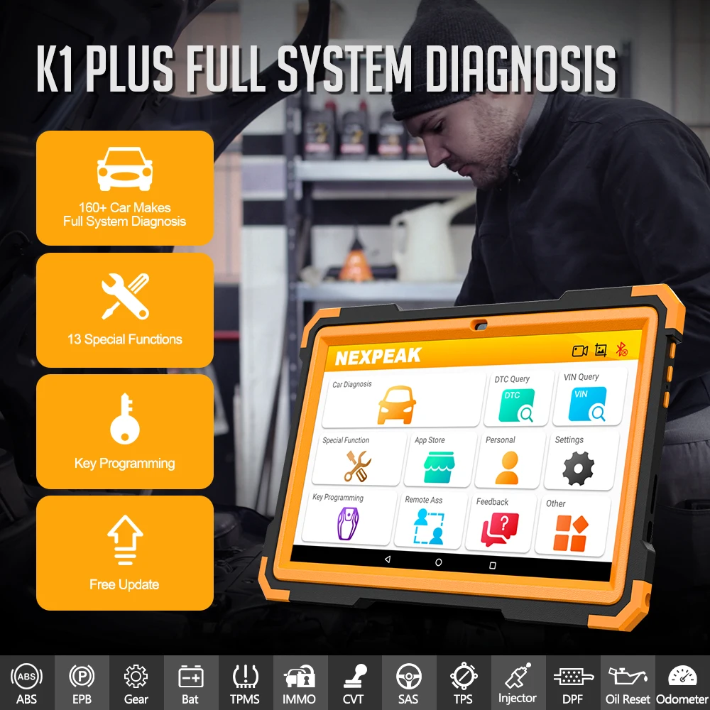 Автомобильный сканер NEXPEAK K1 Plus Pro программирующий TPMS IMMO автомобильный