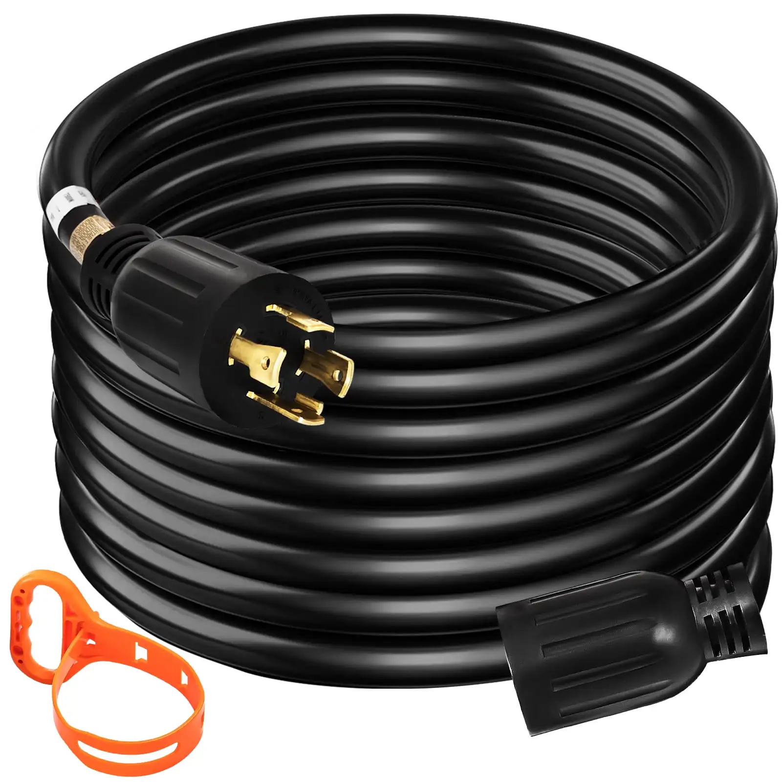 

VEVOR 40Ft 30 Amp Generator Extension Cord 4 Wire 10 Gauge 125V 250V UL & CUL Listed Generator Power Cord Twist Lock Connectors