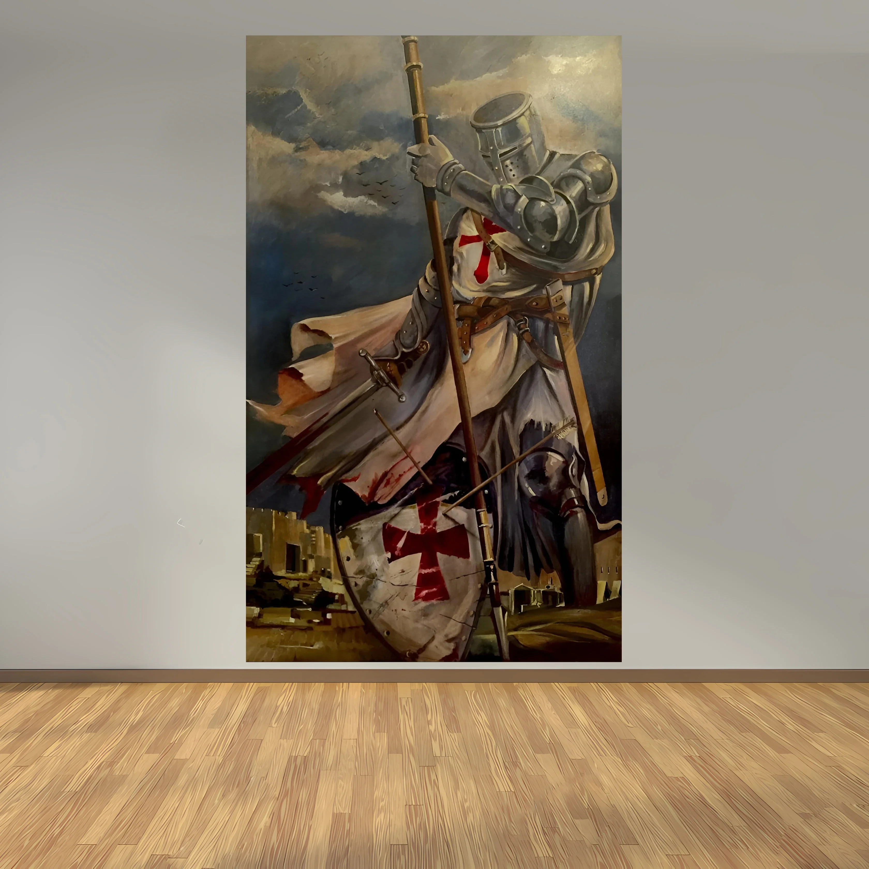 Винтажный гобелен испанского тамплиера  из полиэстера